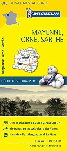Carte départementale Michelin Mayenne, Orne, Sarthe