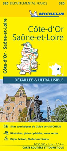 Carte Départemental Michelin Côte-d'Or, Saône-et-Loire