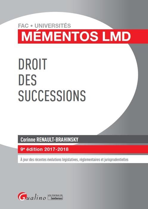 DROIT DES SUCCESSIONS 9EME EDITION
