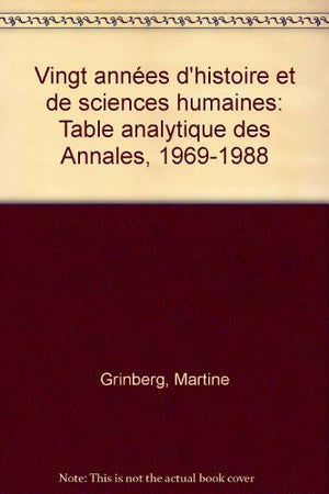 Vingt années d'histoire et de sciences humaines