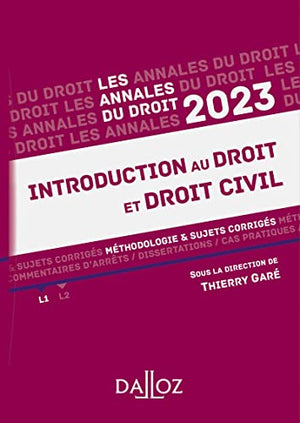 Annales introduction au droit et droit civil 2023