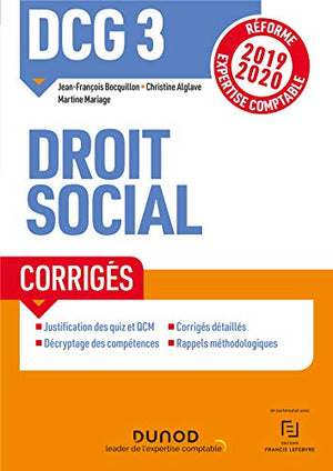 DCG 3 Droit social - Corrigés - Réforme 2019-2020