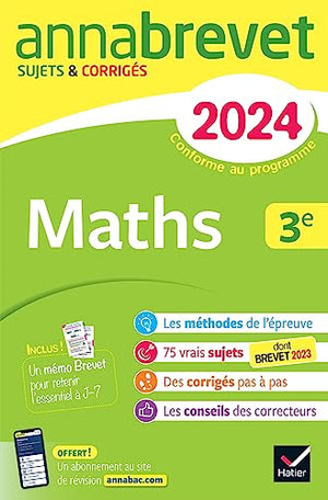 Annales du brevet Annabrevet 2024 Maths 3e