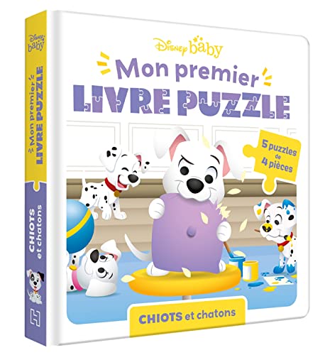 DISNEY BABY - Mon Premier Livre Puzzle - 5 puzzles 4 pièces - Chiots et chatons: Chiots et chatons