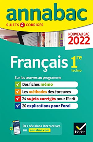 Annales du bac Annabac 2022 Français 1re technologique