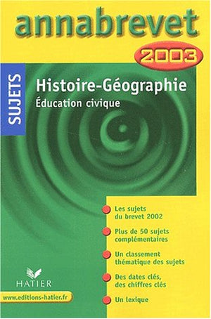 Histoire, géographie, éducation civique, sujets 2003