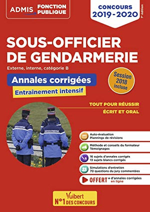 Concours sous-officier de gendarmerie - Catégorie B - Annales et sujets inédits corrigés