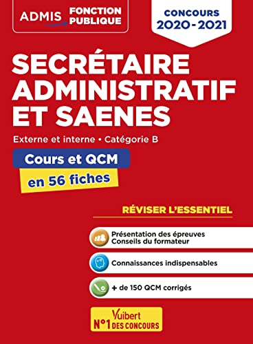 Concours Secrétaire administratif et SAENES: Catégorie B - Cours et QCM en fiches - Concours 2020 - 2021