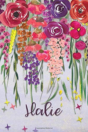 Halie: Personalized Lined Journal - Colorful Floral Waterfall