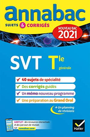 Annales du bac Annabac 2021 SVT Tle générale (spécialité)