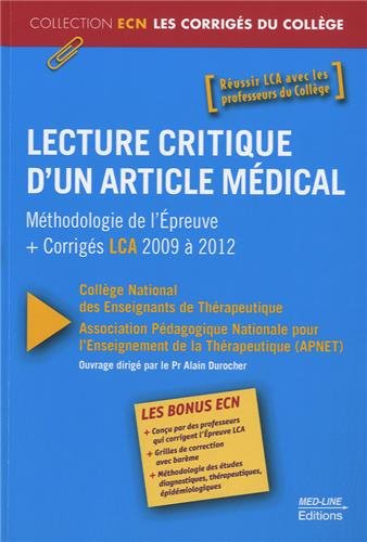 Lecture critique d'un article médical: Méthodologie de l'épreuve