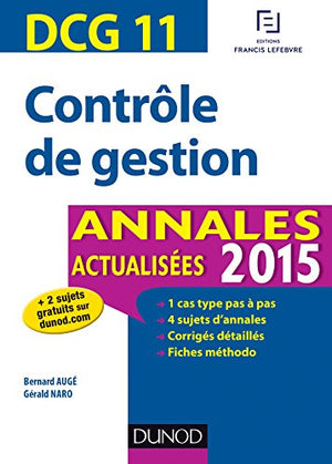 DCG 11 - Contrôle de gestion - Annales actualisées 2015