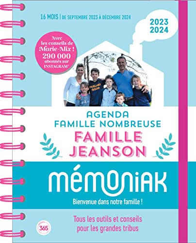 Agenda familial Famille nombreuse Mémoniak 2024 avec Marie Alix Jeanson, sept. 2023-déc. 2024