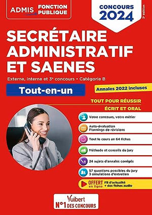 Concours Secrétaire administratif et SAENES - Catégorie B - Tout-en-un: Externe et interne - Concours 2024 - Tout le cours en audio