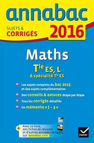 Annales Annabac 2016 Maths Tle ES, L