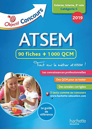 Objectif Concours 2019 ATSEM 90 Fiches 1000 QCM