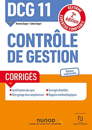 DCG 11 Contrôle de gestion - Corrigés