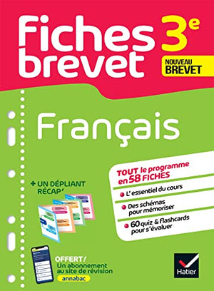 Fiches brevet Français 3e Brevet 2024: fiches de révision & quiz