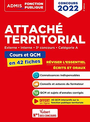 Attaché territorial - Catégorie A - Cours et QCM en 42 fiches