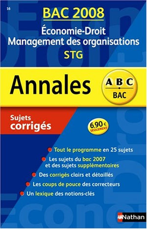 Economie-Droit Management des organisations STG: Sujets corrigés