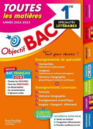 Objectif Bac 2023 - 1re Spécialités littéraires