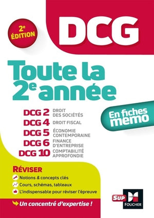 DCG - Toute la 2e année du DCG 2, 4, 5, 6, 10 en fiches - Révision