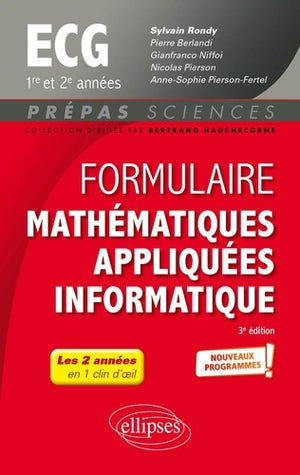 Formulaire mathématiques appliquées - informatique - ECG 1re et 2e années - Programme 2022