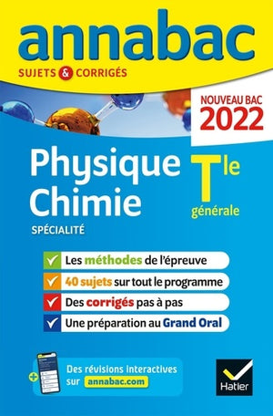 Annales du bac Annabac 2022 Physique-Chimie Tle générale (spécialité)