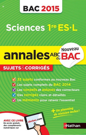 Annales ABC du Bac 2015 Sciences 1re ES.L