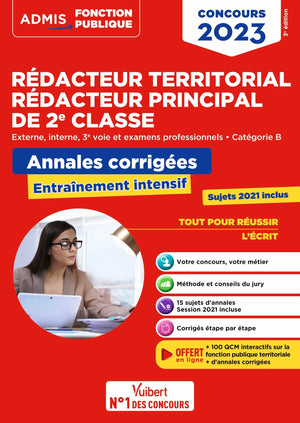 Concours Rédacteur territorial et Rédacteur principal 2e classe - Catégorie B - Annales corrigées