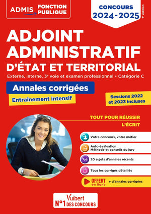 Concours Adjoint administratif - Catégorie C - Annales corrigées - Session 2023 incluse