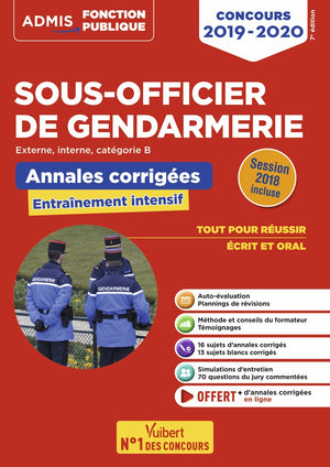 Concours sous-officier de gendarmerie - Catégorie B - Annales et sujets inédits corrigés