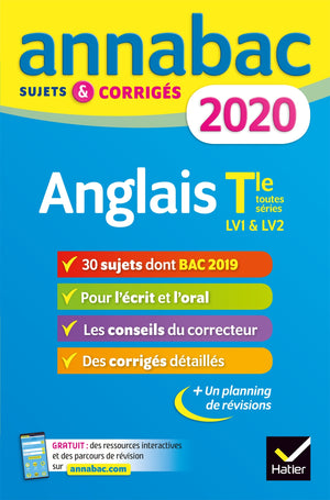 Annales Annabac 2020 Anglais Tle toutes séries LV1 et LV2