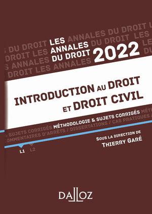 Annales Introduction au droit et droit civil