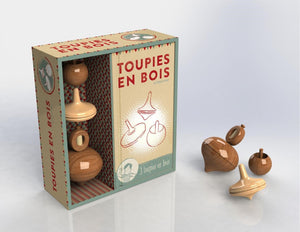 Coffret toupies en bois