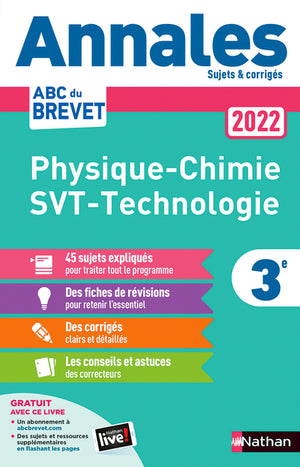 Annales ABC du Brevet 2022 - Physique-Chimie - SVT - Technologie 3e