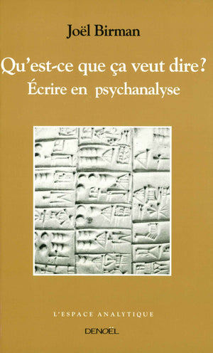 Qu'est-ce que ça veut dire ?: Écrire en psychanalyse