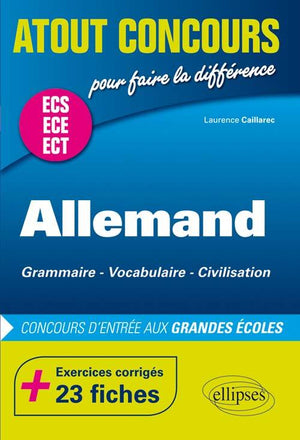 allemand concours d'entrée aux grandes écoles de commerce ecs ece +23 fiches exercices corrigés