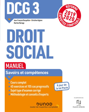 DCG 3 droit social - Manuel - Réforme 2019-2020