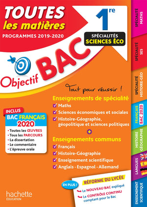 Objectif Bac 1re Enseignements communs + Spécialités Maths-SES-Histoire-Géo