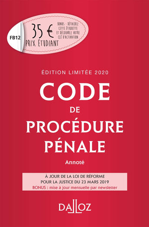 Code de procédure pénale annoté 2020