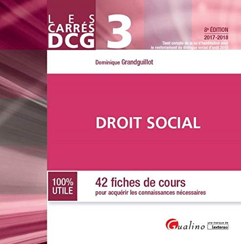 DCG 3 - DROIT SOCIAL 8EME EDITION: 42 FICHES DE COURS POUR ACQUERIR LES CONNAISSANCES NECESSAIRES