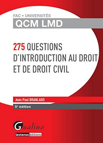 QCM LMD - 275 questions d'Introduction au Droit et de droit civil, 5ème édition