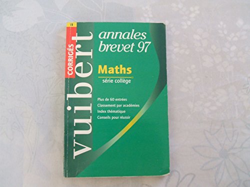 Annale, numéro 11, Brevet : mathématiques, collège, corrigés, 1997