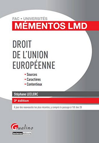 Mémentos LMD Droit de l'union européenne, 3ème édition