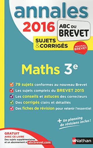 Annales ABC du BREVET 2016 Maths 3e