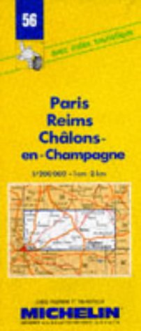 Carte routière : Paris - Reims - Châlons-en-Champagne, 56, 1/200000