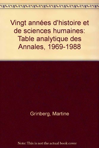 Vingt années d'histoire et de sciences humaines