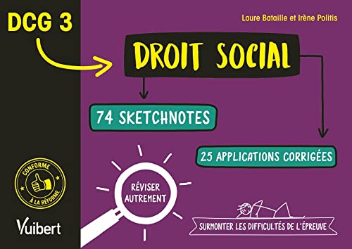 DCG 3. Droit social en 74 sketchnotes et 20 applications corrigées: Réviser autrement et surmonter les difficultés de l'épreuve