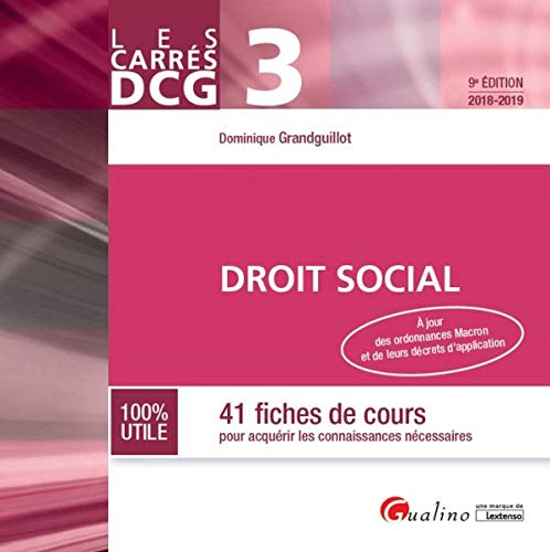 DCG 3 - DROIT SOCIAL - 9EME EDITION: 42 FICHES DE COURS POUR ACQUERIR LES CONNAISSANCES NECESSAIRES
